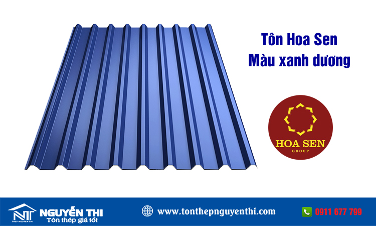 Tôn hoa sen màu xanh dương