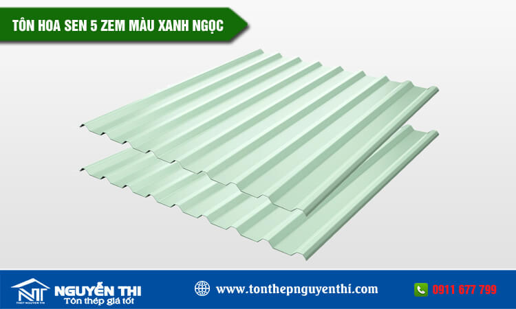 Tôn Hoa Sen 5 zem màu xanh ngọc 