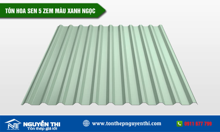 Tôn Hoa Sen 5 zem màu xanh ngọc 