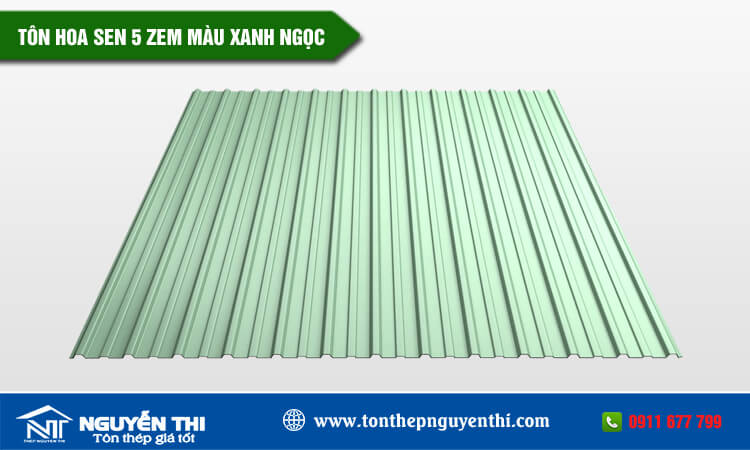 Tôn Hoa Sen 5 zem màu xanh ngọc 