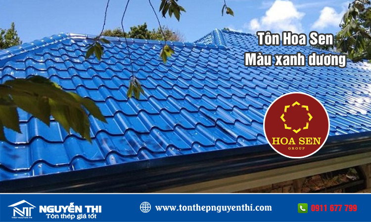 Tôn hoa sen màu xanh dương