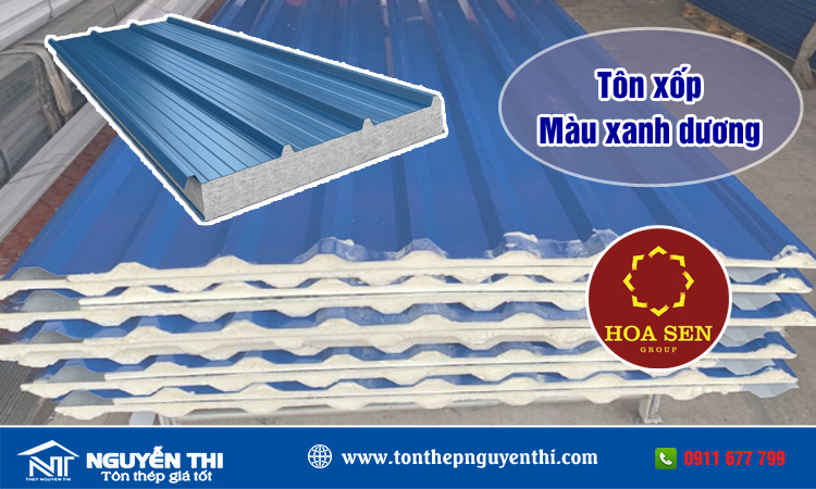 Tôn hoa sen màu xanh dương
