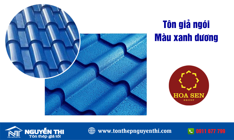 Tôn hoa sen màu xanh dương