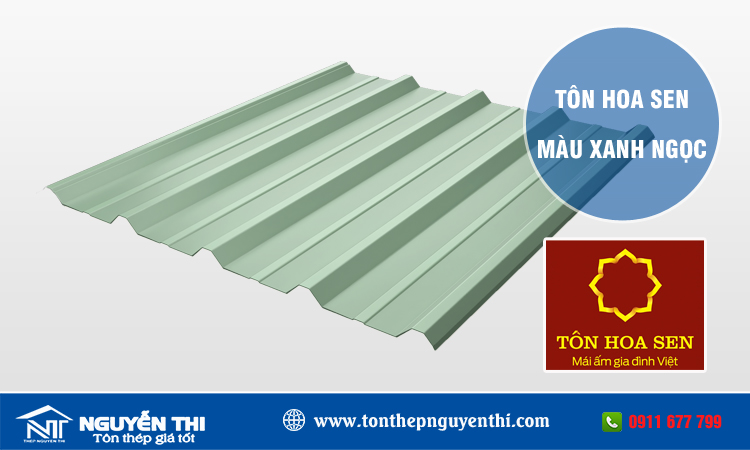 Tôn hoa sen màu xanh ngọc