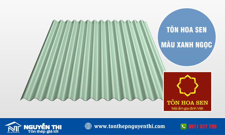Tôn hoa sen màu xanh ngọc