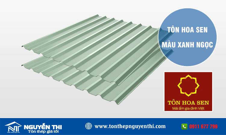 Tôn hoa sen màu xanh ngọc