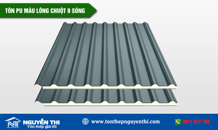Tôn PU màu lông chuột 9 sóng