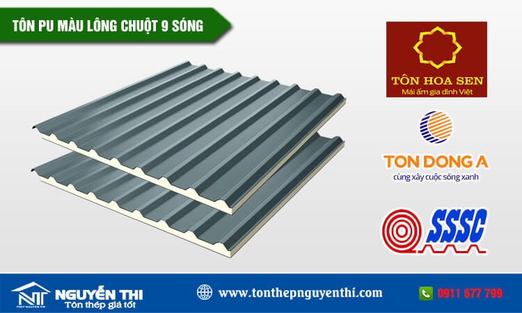 Tôn PU màu lông chuột 9 sóng