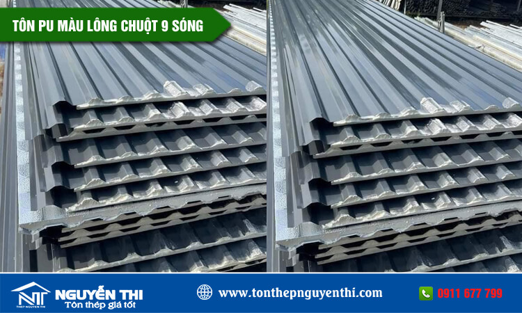 Tôn PU màu lông chuột 9 sóng