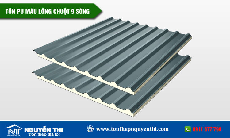 Tôn PU màu lông chuột 9 sóng
