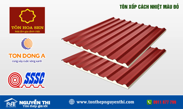 Tôn xốp cách nhiệt màu đỏ 
