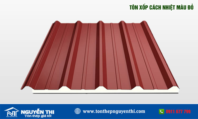 Tôn xốp cách nhiệt màu đỏ 