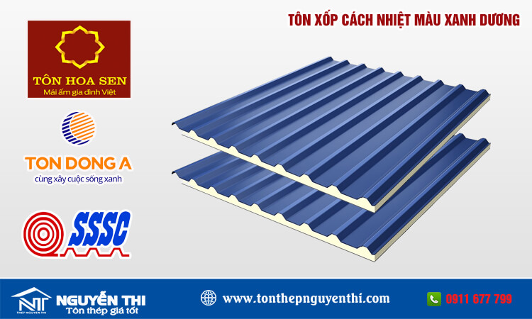 Tôn xốp cách nhiệt màu xanh dương 
