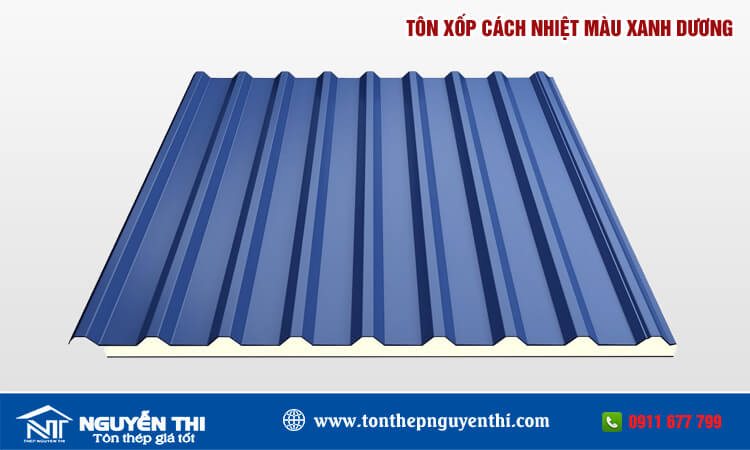 Tôn xốp cách nhiệt màu xanh dương 