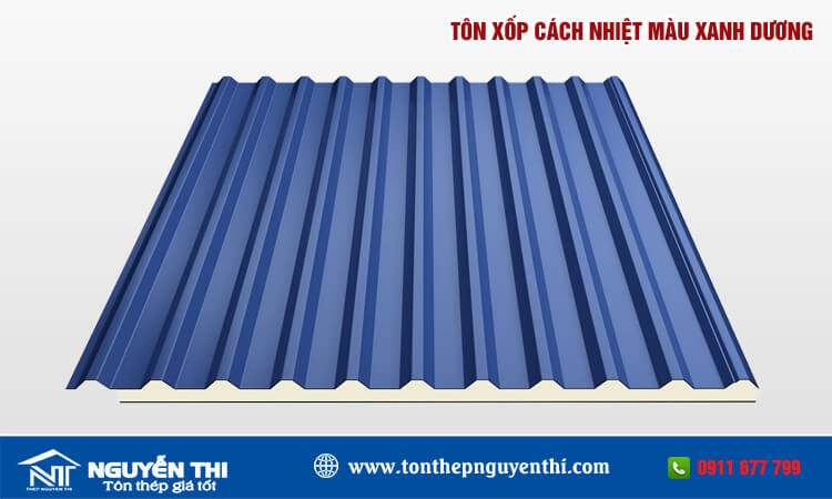 Tôn xốp cách nhiệt màu xanh dương 