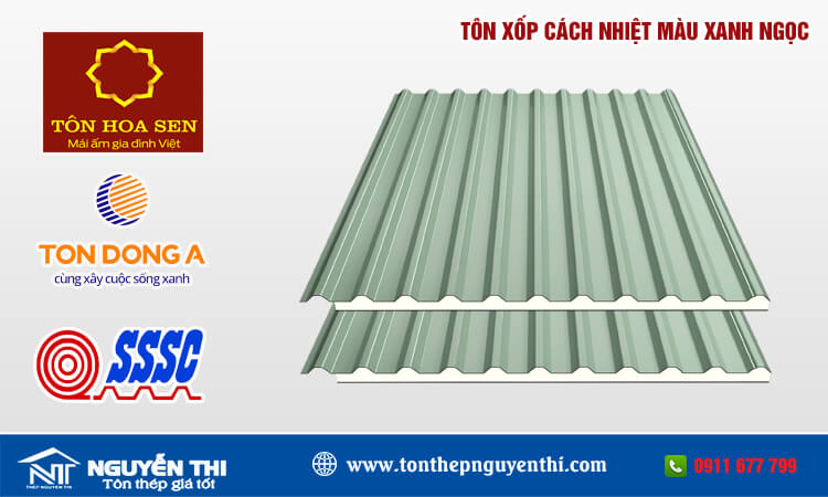 Tôn xốp cách nhiệt màu xanh ngọc 