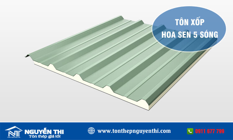 Tôn xốp Hoa Sen 5 sóng 
